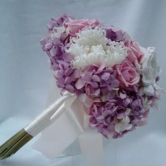 Buquê de noiva flores preservadas hortênsia branca rosa e lilás gardênias  rosas e crisântemos – Flor de Cór – Flores Naturais Preservadas