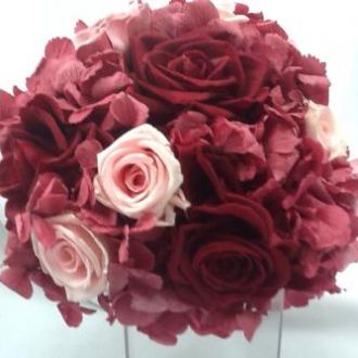 Buquê flores preservadas marsala hortênsia rosas e gardênias – Flor de Cór  – Flores Naturais Preservadas