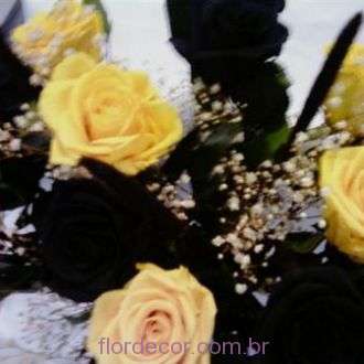 Arranjo rosas negras e amarelas preservadas – Flor de Cór – Flores Naturais  Preservadas