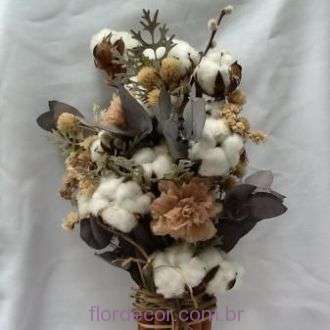 Buquê de noiva rústico de flor de algodão e flores desidratadas bouquet –  Flor de Cór – Flores Naturais Preservadas